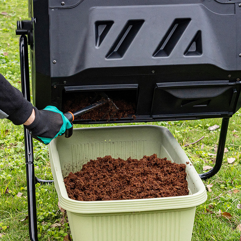 42-gallonen-komposter Mit Schwarzer Drehfunktion Für Den Garten Im Freien