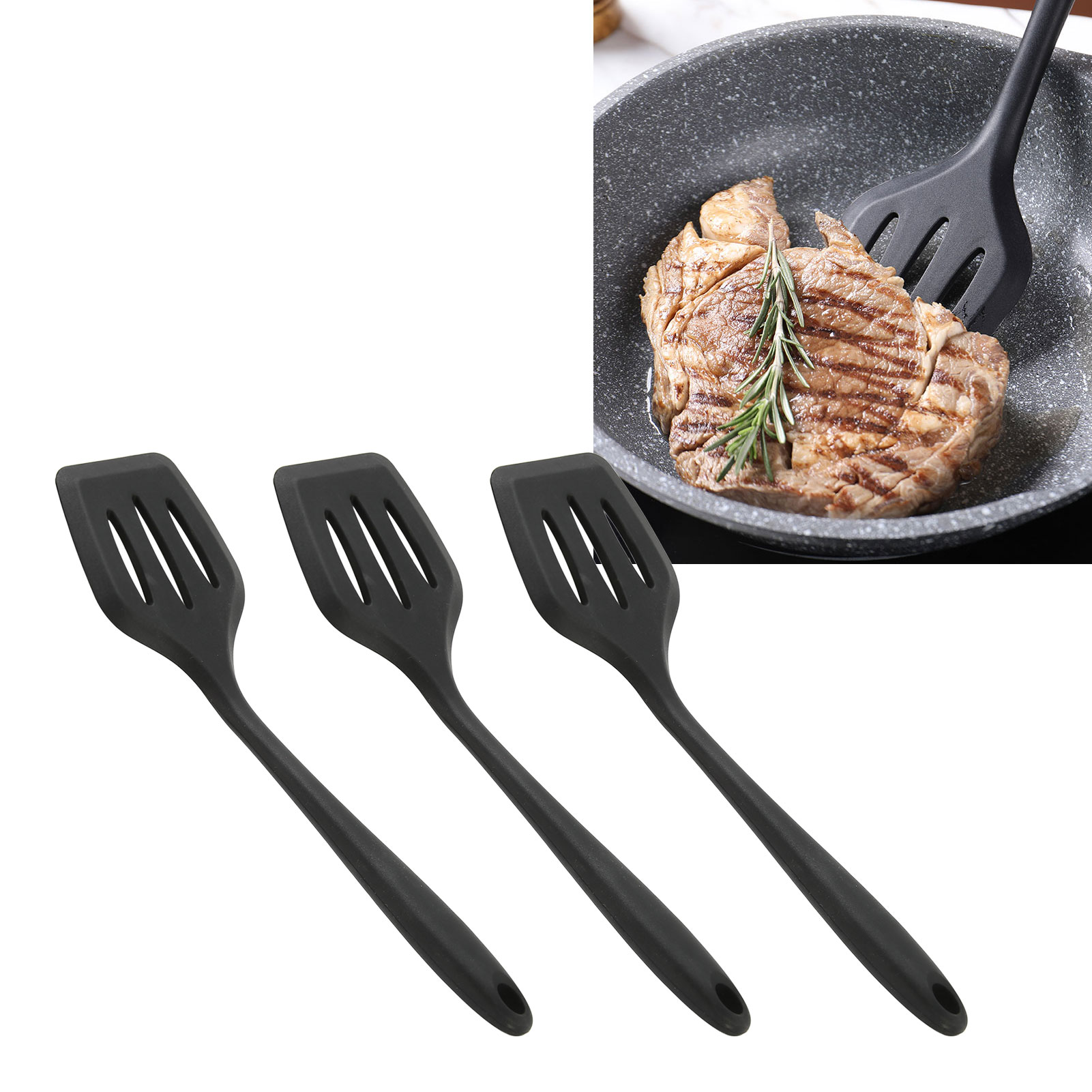 Set Mit 3 Perforierten Silikon-küchenspateln, Multifunktionale Antihaft-spatel, Küchenutensil