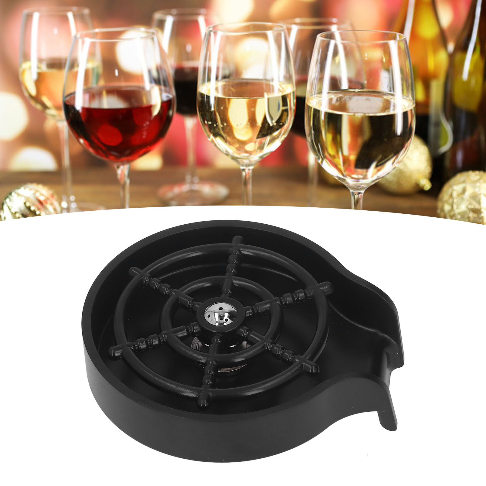 Hochdruck-glasspülstange Für Spülbecken, Automatisches Tassenspülset Mit Abs-sockel Und 80 Cm Schlauch, Schwarz