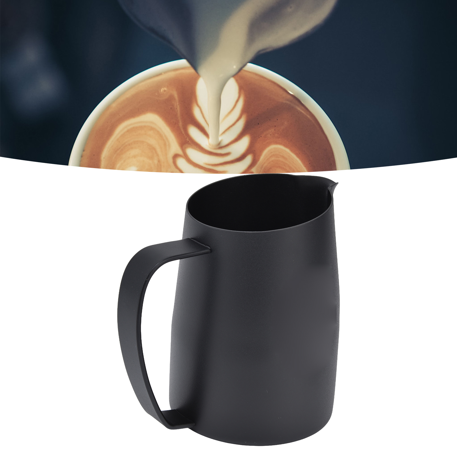 450 Ml Milchaufschäumer/milchkännchen Mit Extra Dickem, Abgewinkeltem Ausguss – Schwarz