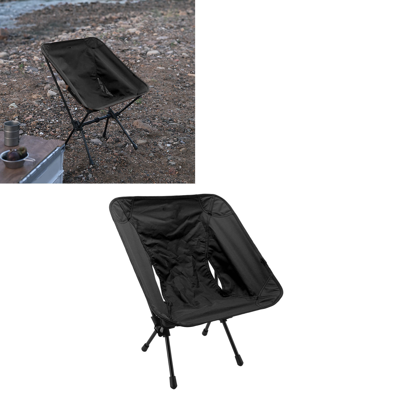 Tragbarer, Faltbarer Mondstuhl Für Den Außenbereich, Leicht Und Ideal Für Camping, Strand Und Angeln (schwarzes Design).