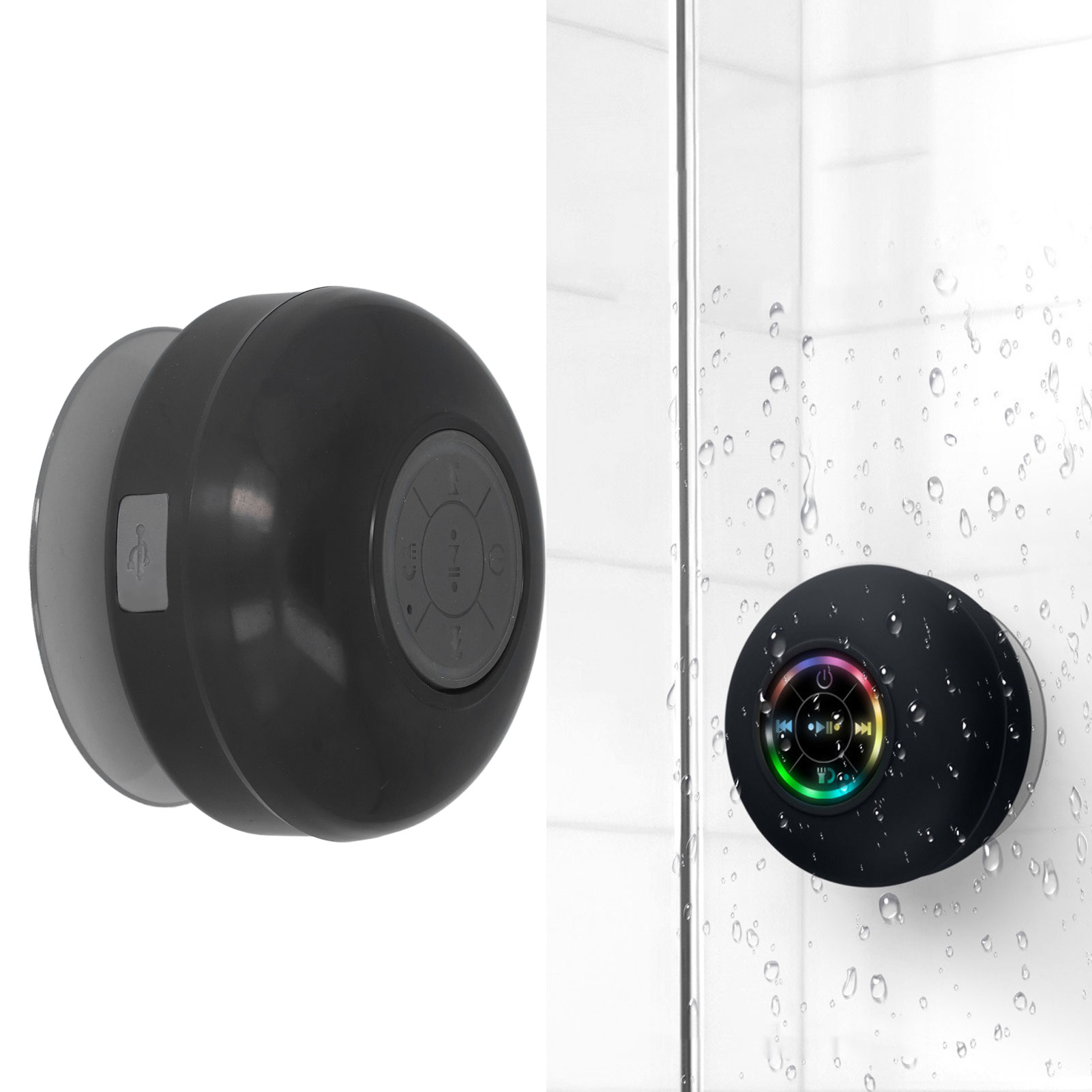 Wasserdichter Bluetooth-lautsprecher Mit Saugnapf Und Led-licht, Wasserdichter Bluetooth-lautsprecher Fürs Badezimmer, Tragbarer Bluetooth-lautsprecher
