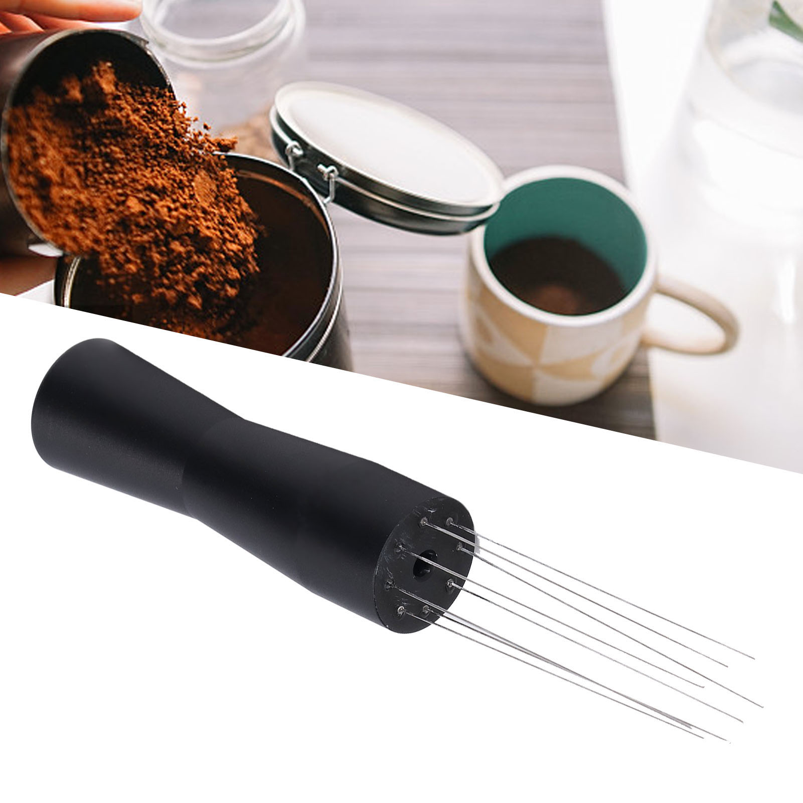Italienischer Kaffeepulverspender, Kaffeetuch, Pulvernadel, Pulvermischer Aus Aluminiumlegierung, Schwarz