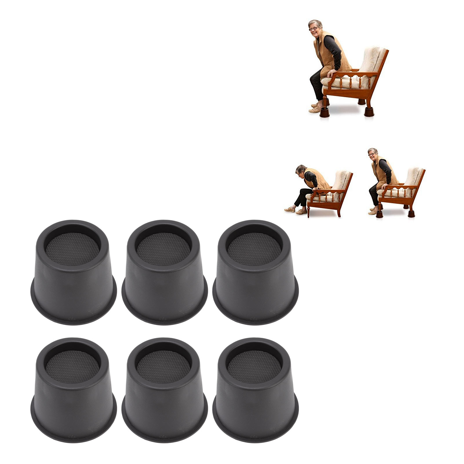 6 Stück / 7,6 Cm Runde Schwarze Gleiter Zum Anheben Der Beine Von Betten, Tischen, Schränken, Sofas Und Möbeln