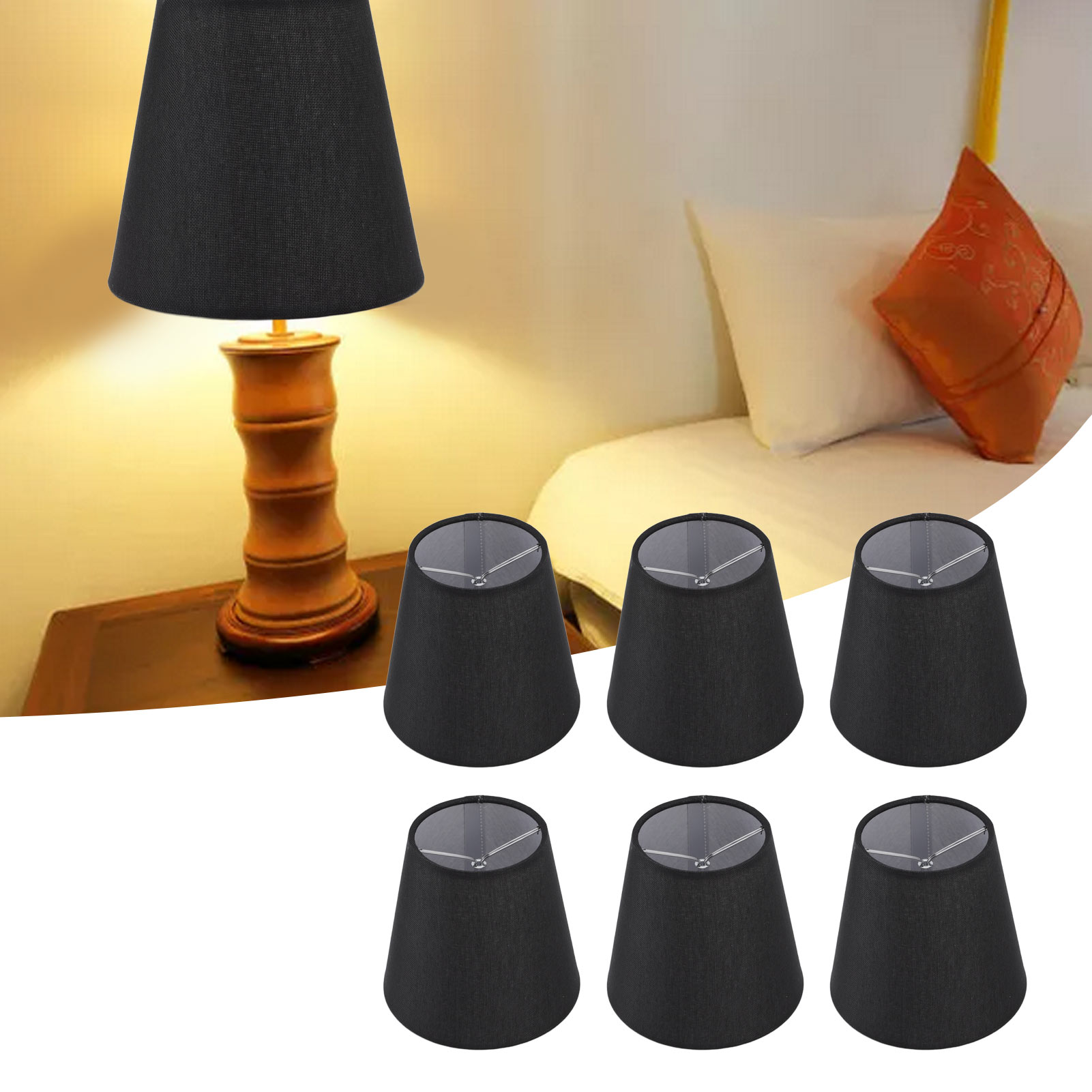 Schwarzer Lampenschirm Aus Stoff, Moderner Und Minimalistischer Stil. Geeignet Für Klemm-, Steh-, Tisch-, Pendel- Und Wandleuchten.