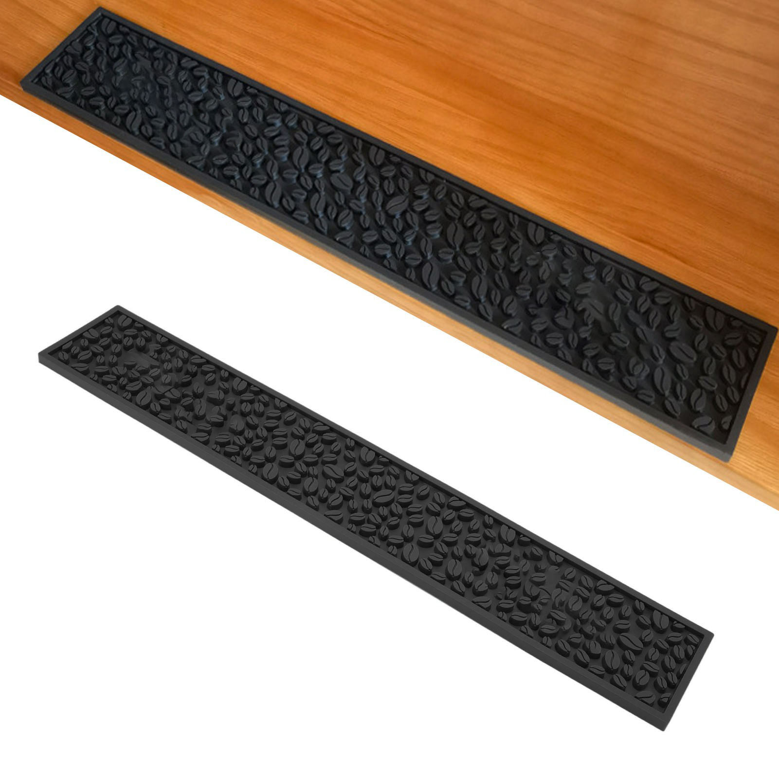 Rechteckige, Hitzebeständige, Rutschfeste Thekenmatte Aus Silikon-pvc, Schwarzes Thekenzubehör