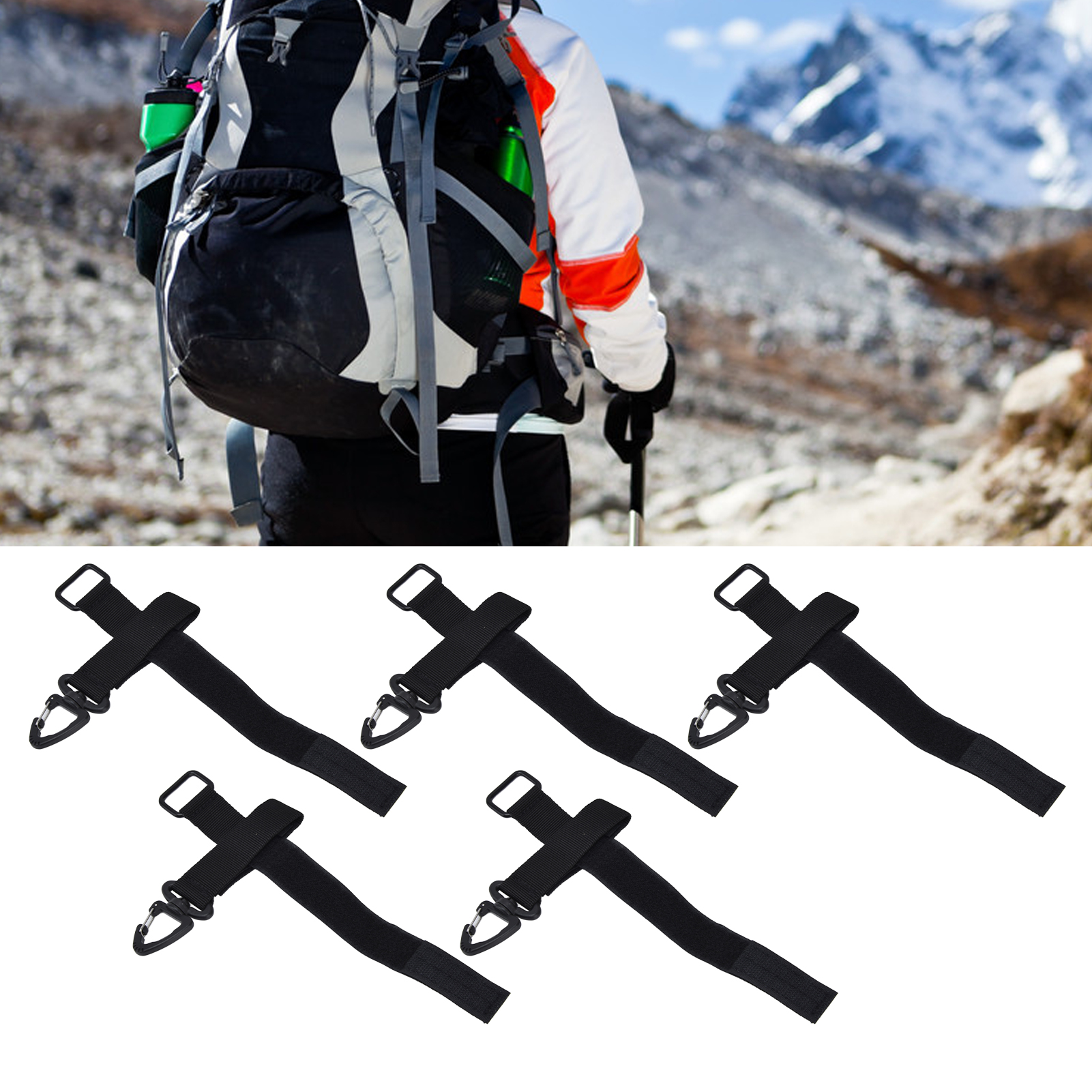 Set Mit 5 Verstärkten Mehrzweckhaken Für Outdoor-handschuhe, Gartenarbeit, Wandern, Regenschirme, Seilaufbewahrung, Dreieckiger Schnellverschlusshaken, Schwarz