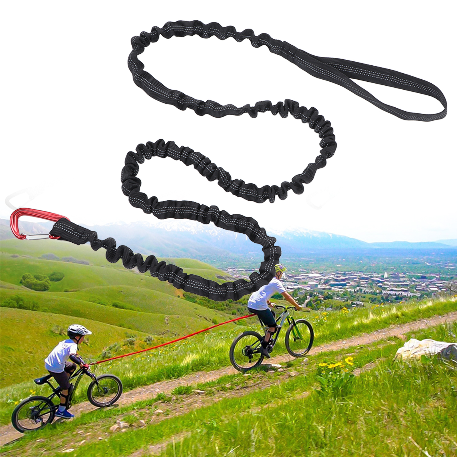 Fahrradabschleppseil Für Kinder, Elastischer Fahrradgurt, Schwarz