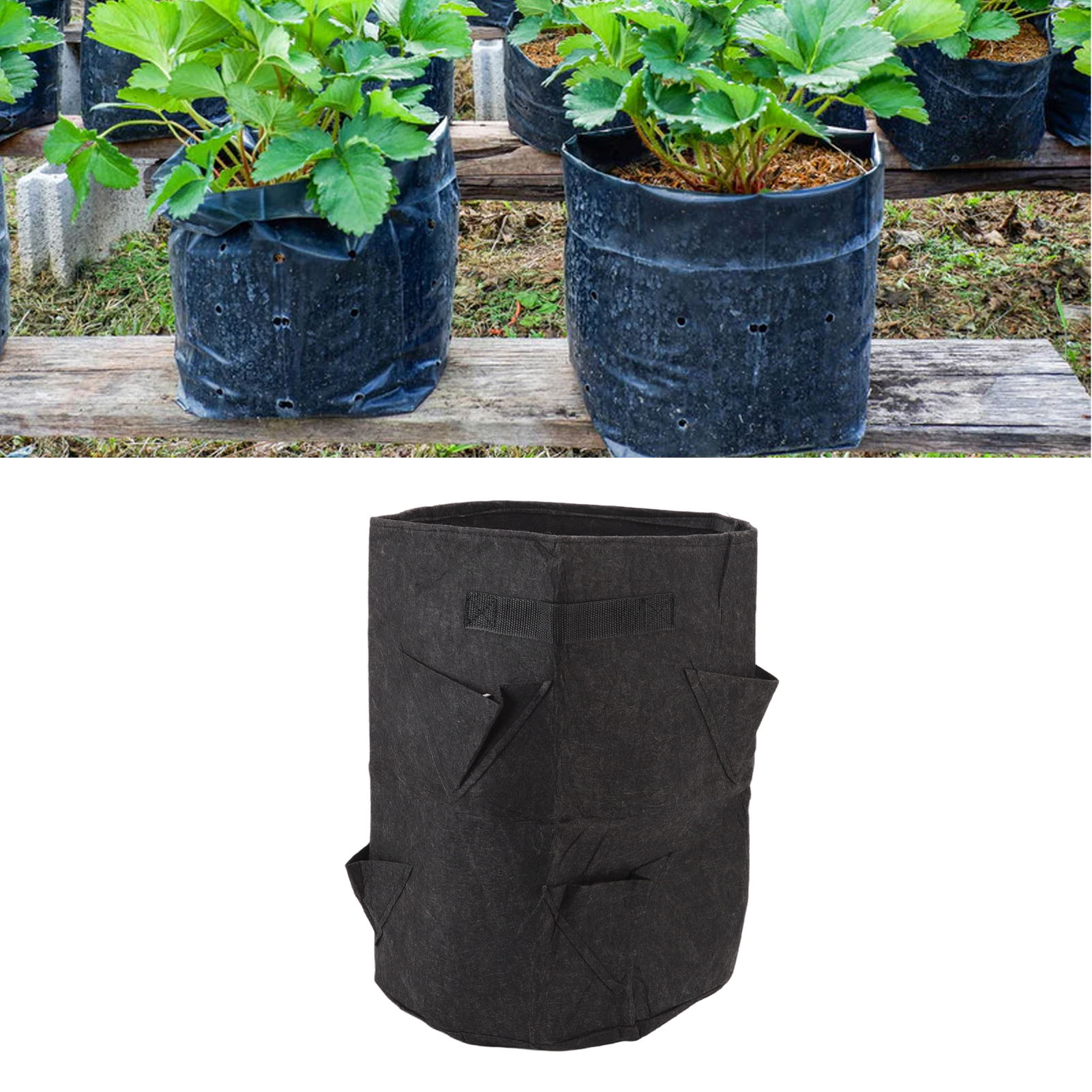 8-loch-erdbeer-pflanzsäcke Aus Vliesstoff Für Den Hausgarten (43 Liter/10 Gallonen)