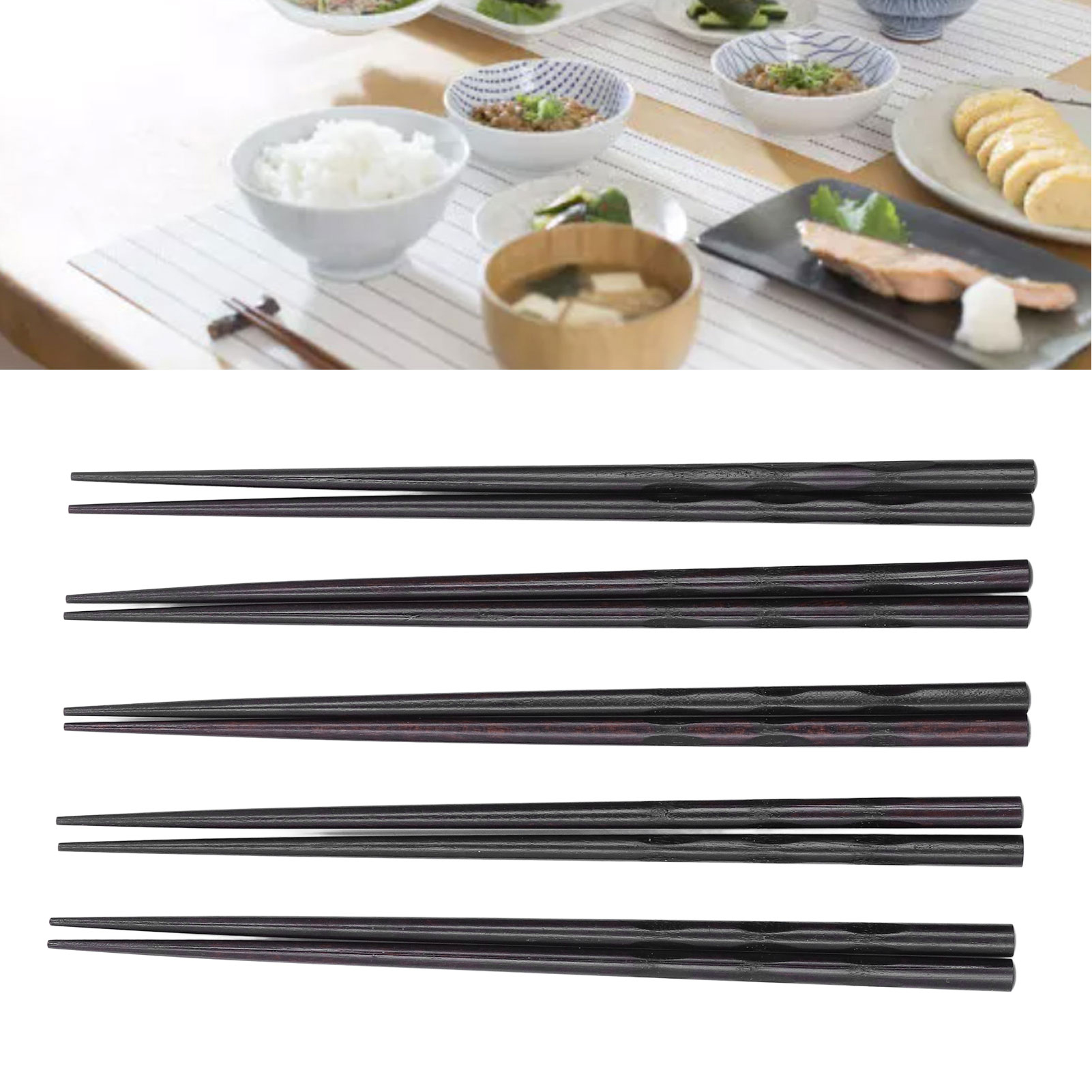 Geschenkset Mit 5 Paar Handgefertigten Schwarzen Haushalts-essstäbchen, Japanische Essstäbchen Aus Imitations-halbschildpattholz