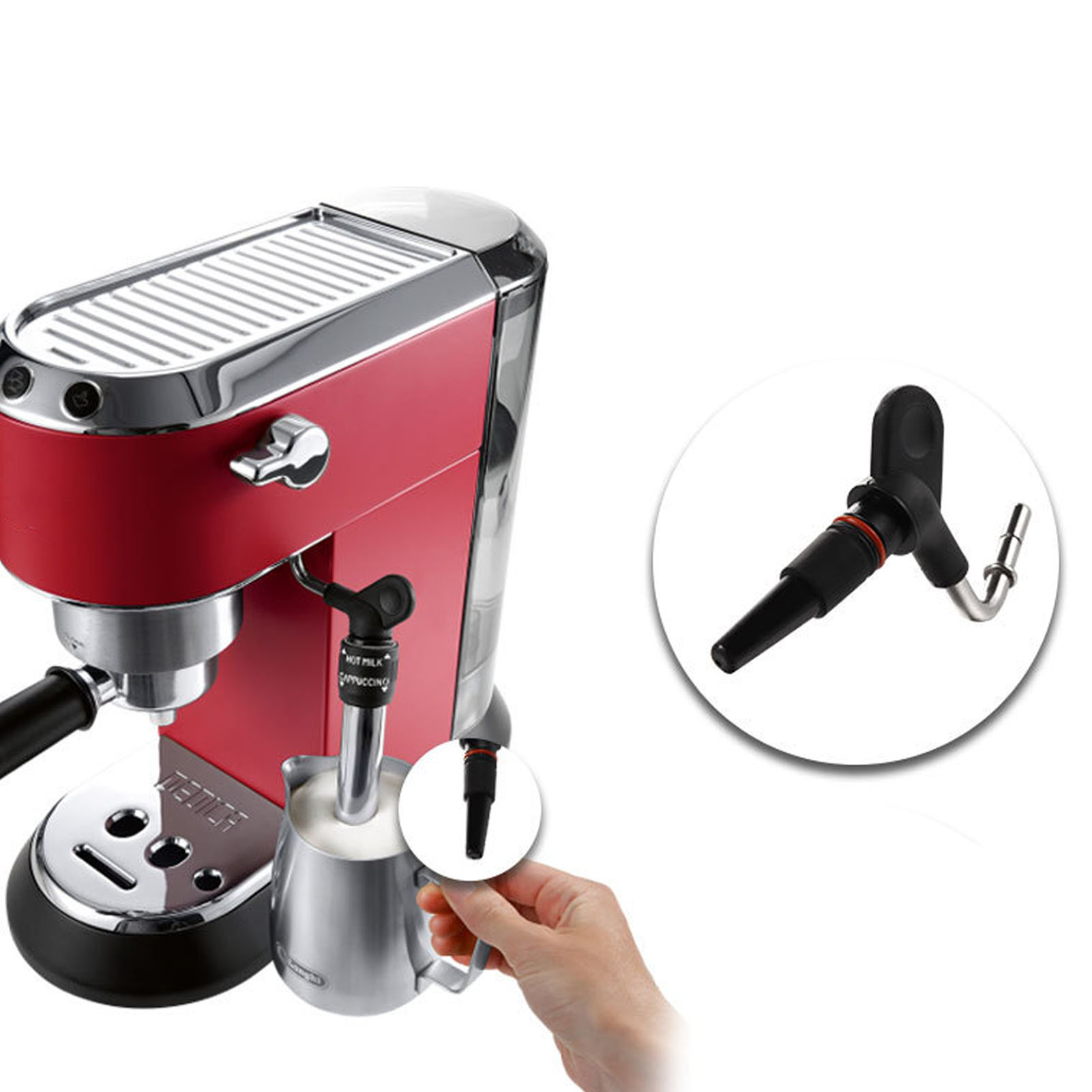 Silikonzubehör Für Kaffeemaschinen, Dampfschlauch, Düse Und Original De'longhi Dampflanze.
