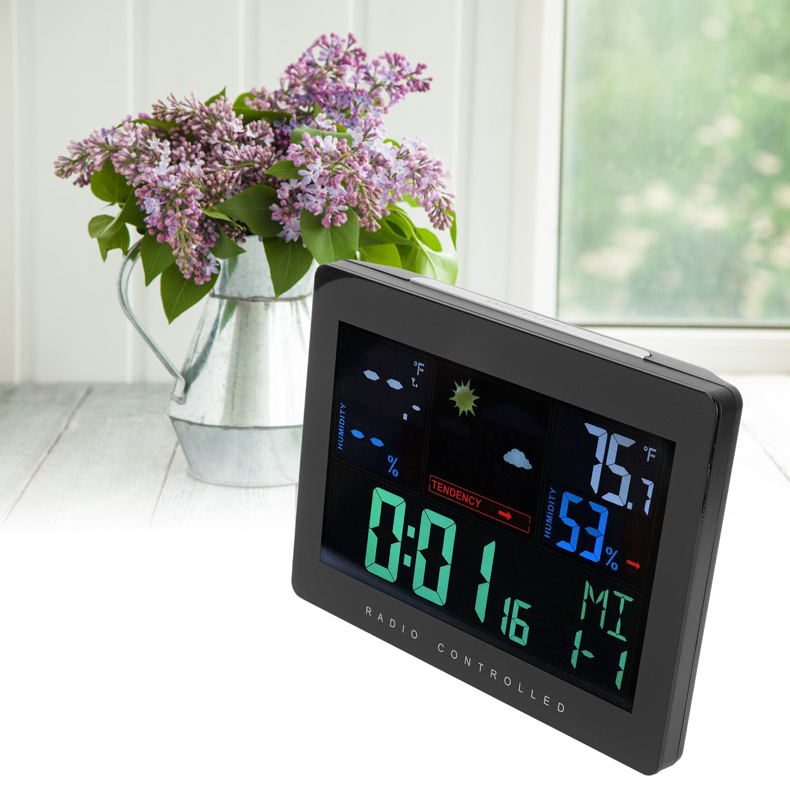 Kabelloses Thermometer-hygrometer Mit Farbdisplay Und Digitaler Wetteruhr (eu 230–240 V)