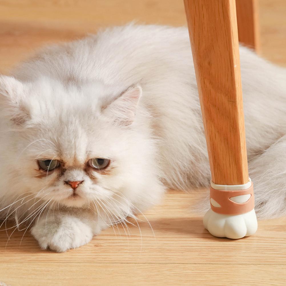 Set Mit 4 Schwarzen Silikon-tischbeinschonern Mit Katzenpfotenmuster Zur Geräuschreduzierung Zu Hause (siehe Foto).