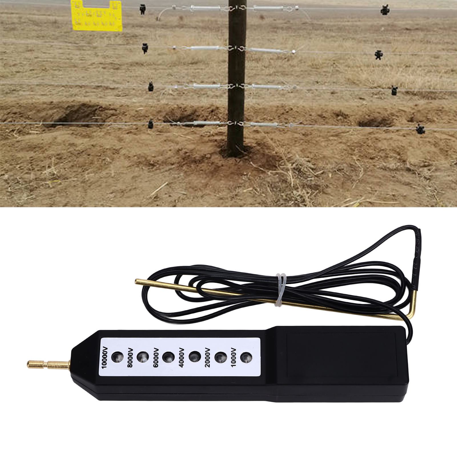 Tragbarer Elektronischer Spannungsprüfer Für Viehzäune, 6-lampen-spannungsprüfer, 10-kv-zaunspannungsprüfer, Neonröhren-spannungsprüfer