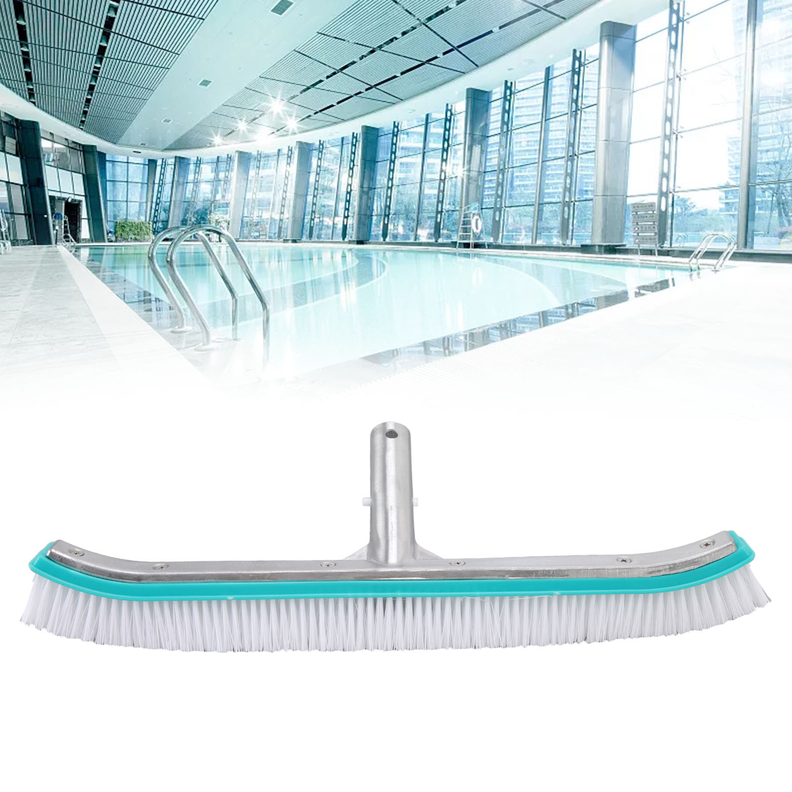 45 Cm (18 Zoll) Lange Poolbürste Aus Kunststoff, Nylon Und Edelstahl, Reinigungswerkzeug Für Wände Und Boden, Seeblau