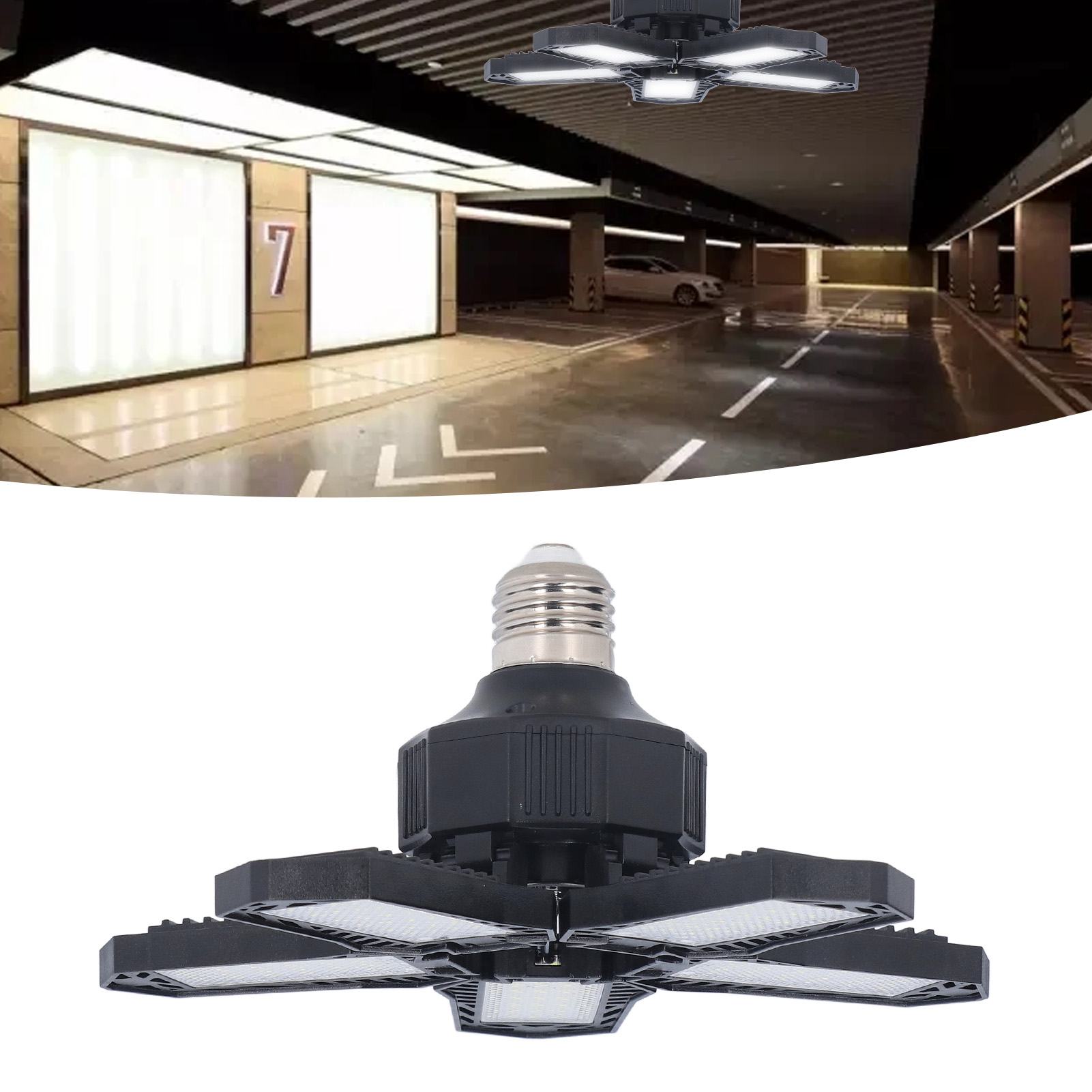 Led-scheinwerfer Für Garagen E27/20w, Industrie- Und Bergbaubeleuchtung 1500 Lm, Faltbar Mit 5 Lampenschirmen, Innenbeleuchtung Für Lagerhallen Und Lagereinrichtungen.