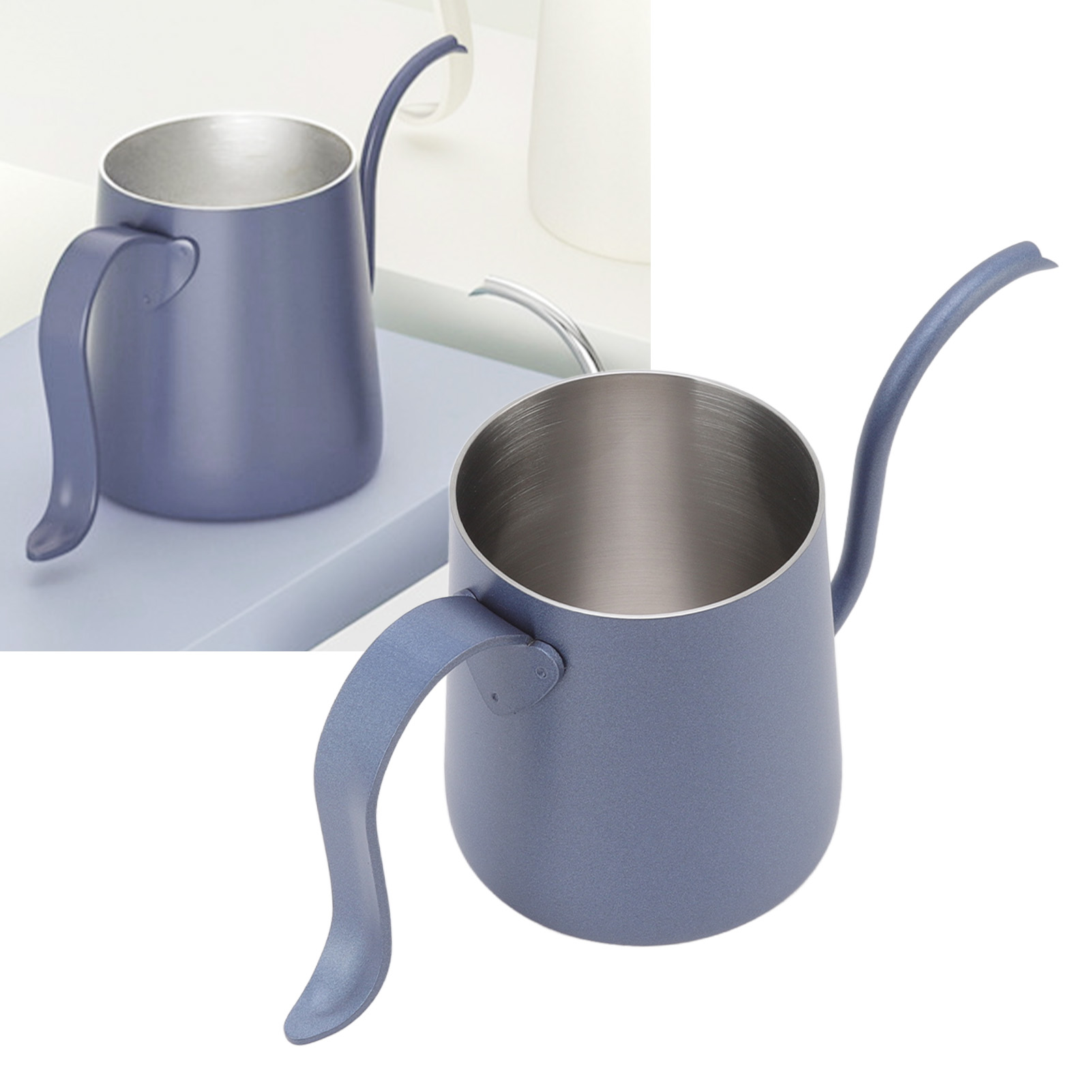 Filterkaffeemaschine Aus Edelstahl 304 Mit Dickem Ausguss, 250 Ml, Dunkelblau