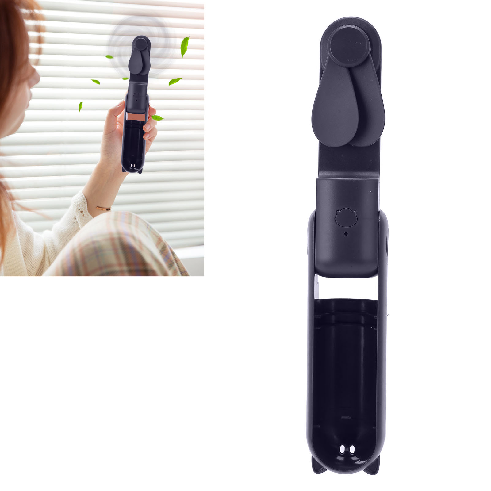 Tragbarer, Faltbarer Mini-ventilator Im Cartoon-stil, Usb-aufladbar, Dunkelblau
