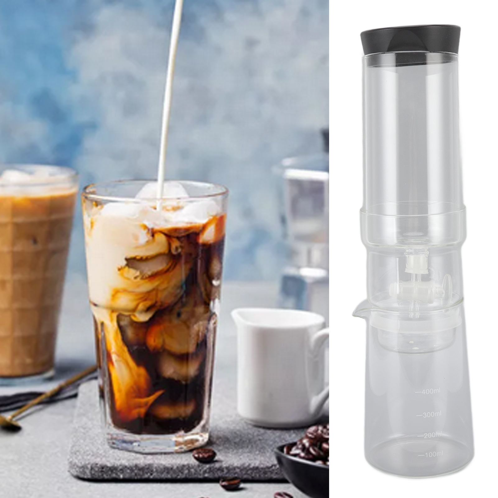 Wiederverwendbare Kaffeemaschine Für Kaltbrühkaffee, Kaffeemaschine Mit Abnehmbarem Kaltbrüh-aufsatz, 400 Ml.