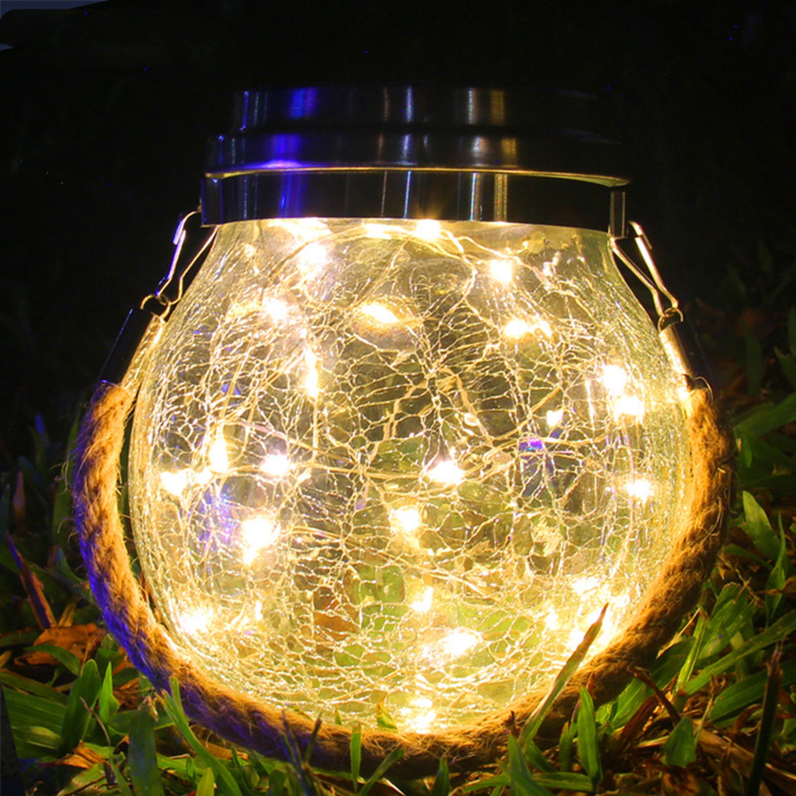 Solar-knisterlampe, Außenbeleuchtung, Hofbeleuchtung, Flaschenlampe, Hängelampe, Wunschlampe, Stehlampe Mit Glasrand, Led-knister-flaschenlampe Mit 30 Warmweißen Leds.
