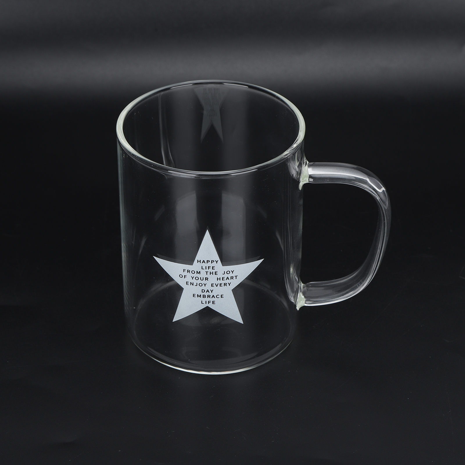 350 Ml Durchsichtiger Milchbecher, Kaffeebecher Oder Teeglas Mit Henkel, Für Die Küche (fünfzackiger Stern)