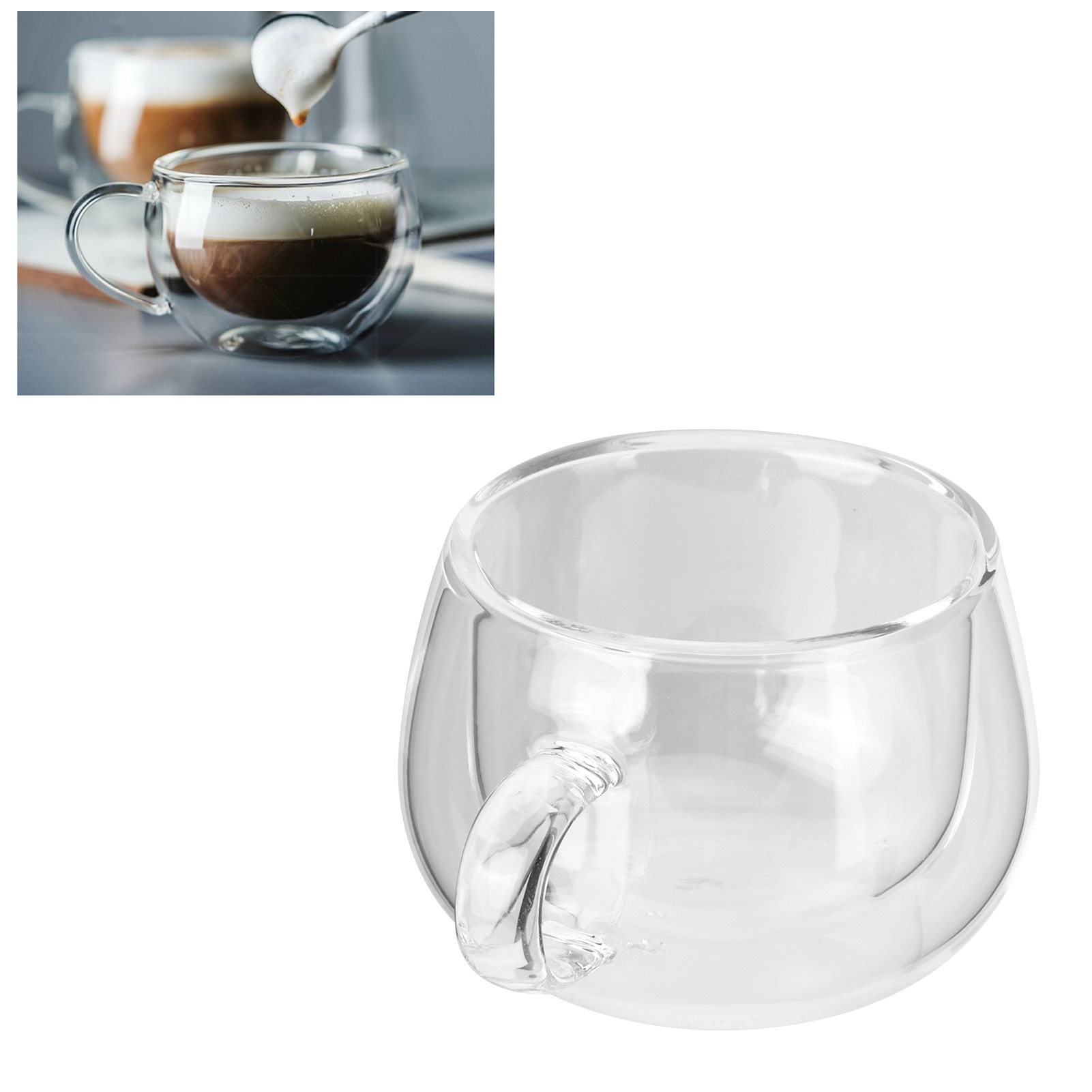 150 Ml Doppelwandiger, Transparenter Glasbecher Mit Henkel, Ideal Für Zuhause, Küche Oder Geburtstage.
