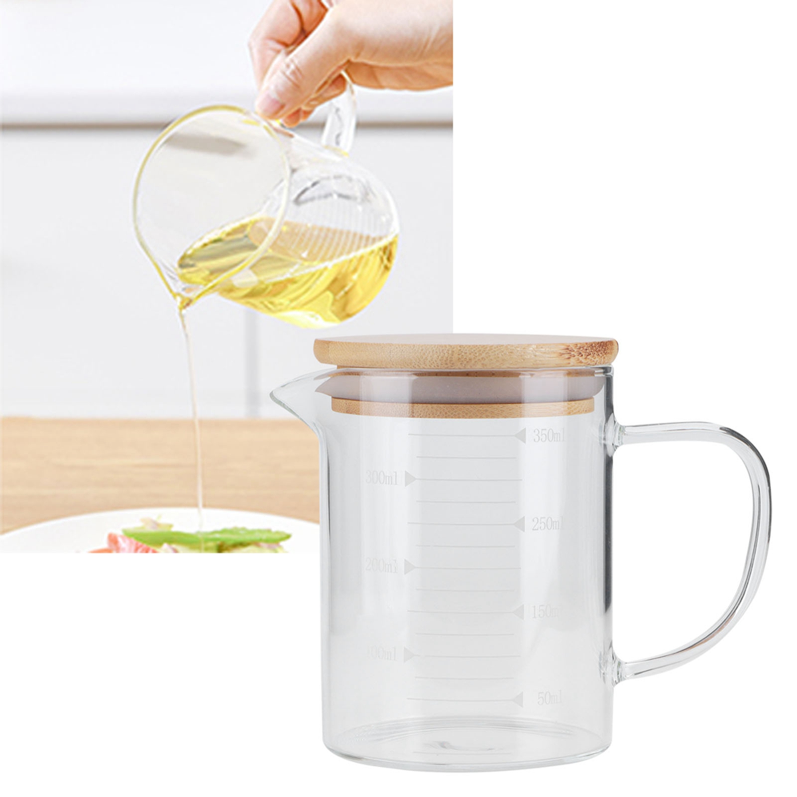 Messbecher Aus Borosilikatglas Mit Deckel, Hitzebeständig, Für Hotels, Restaurants Und Haushalte (350 Ml)