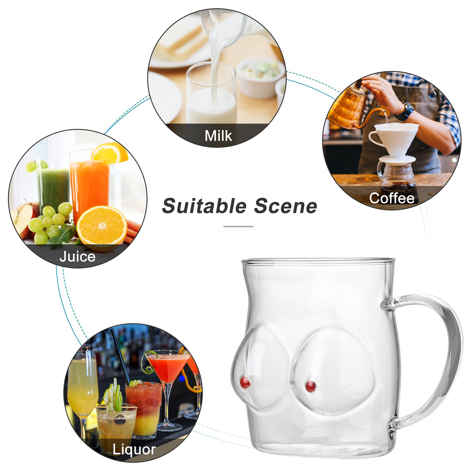 Glasbecher Mit Henkel Für Den Hausgebrauch (milch, Kaffee, Saft, Frühstück).
