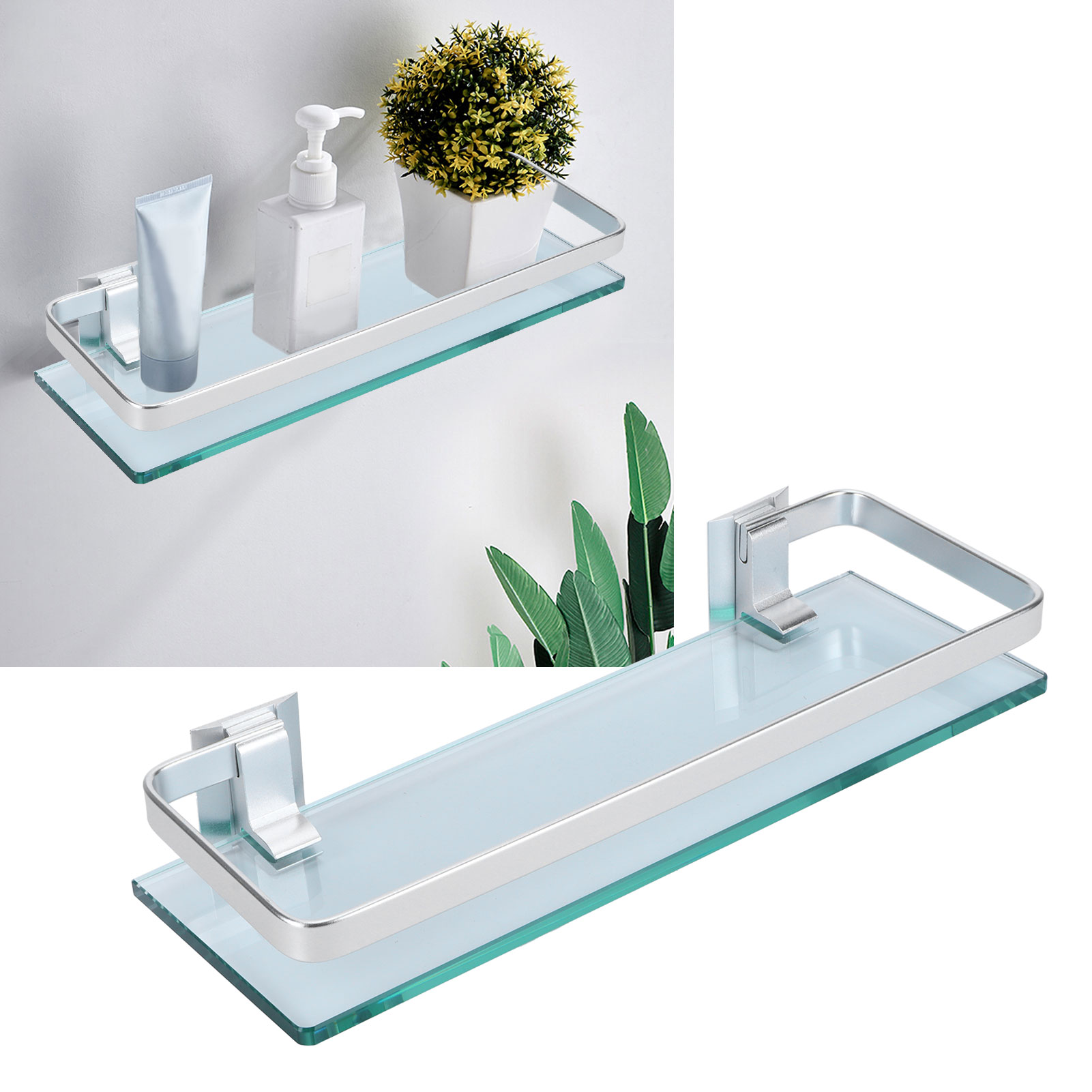 Hochwertiges Aluminiumregal Mit Dickem Sicherheitsglas Für Bad Und Wc. Glas-aufbewahrungsorganizer.