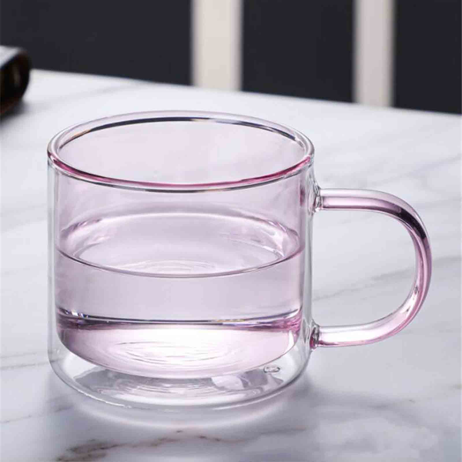 Doppelwandiger Glasbecher, Farbiger, Transparenter Becher, Kaffeebecher Mit Henkel