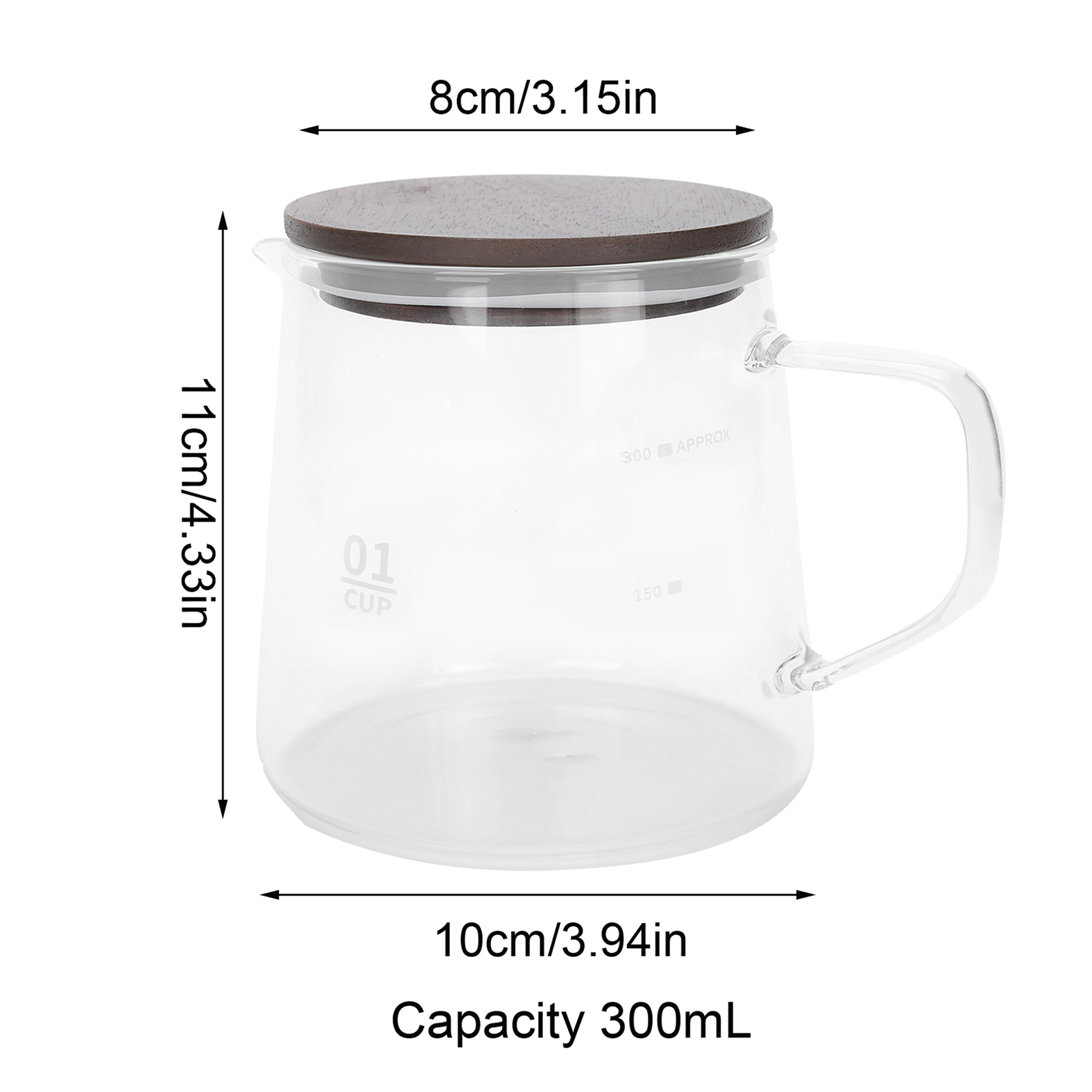 Kaffeemaschine Mit Deckel Aus Hitzebeständigem Glas Mit Isoliertem Griff, Ideal Für Tee, Milch Und Säfte (300 Ml).