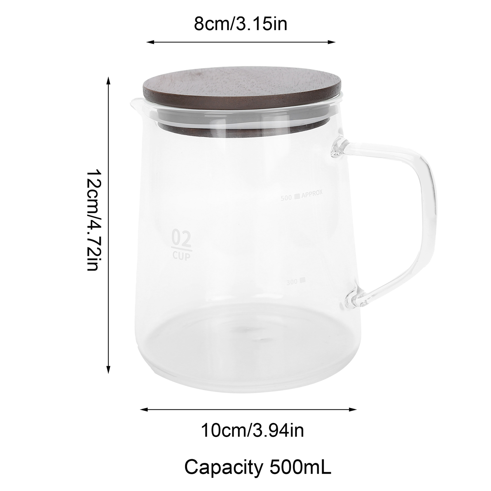 Kaffeemaschine Mit Deckel Aus Hitzebeständigem Glas Mit Isoliertem Griff, Ideal Für Tee, Milch Und Säfte (500 Ml).