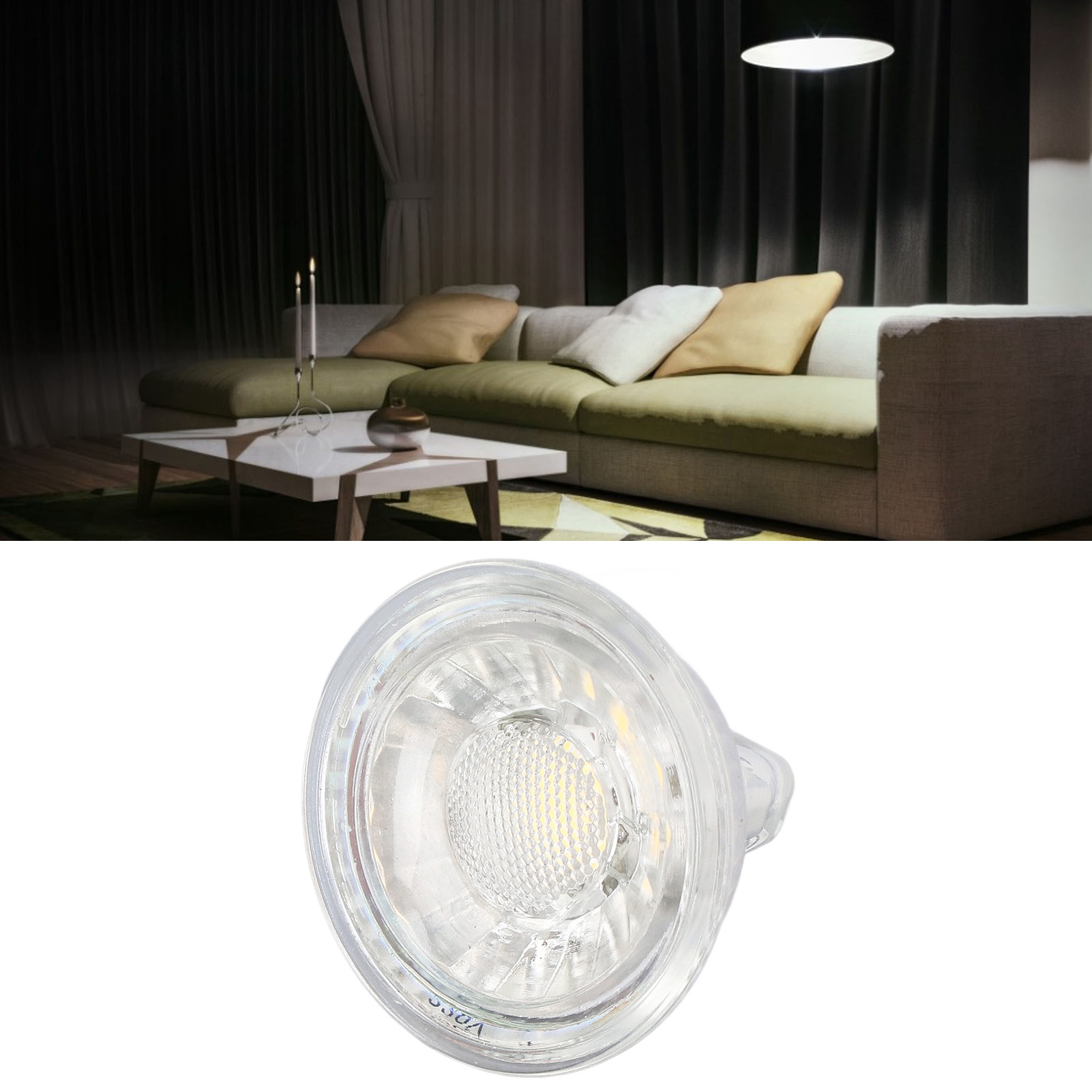 5w Led-strahler Mit Cob Mr16 Glasdesign, Dimmbar, Geeignet Für Zuhause, Schlafzimmer, Esszimmer, Wohnzimmer, Einkaufszentren, Schaufenster, Ausstellungshallen, Ambientebeleuchtung, Neutralweißes Licht