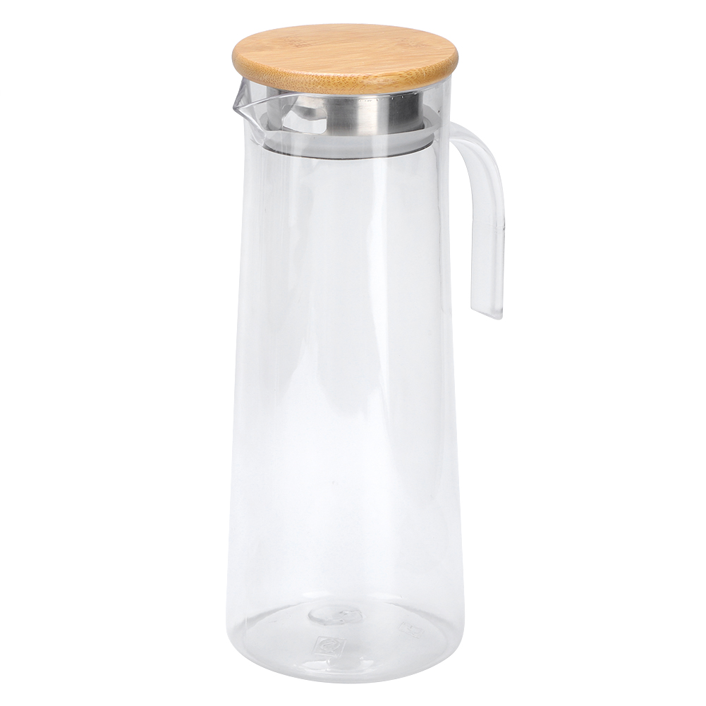 1,2-liter-saftflasche Aus Durchsichtigem Acryl, Kaltwasserkrug Für Bar Oder Zuhause, Bambusdeckel