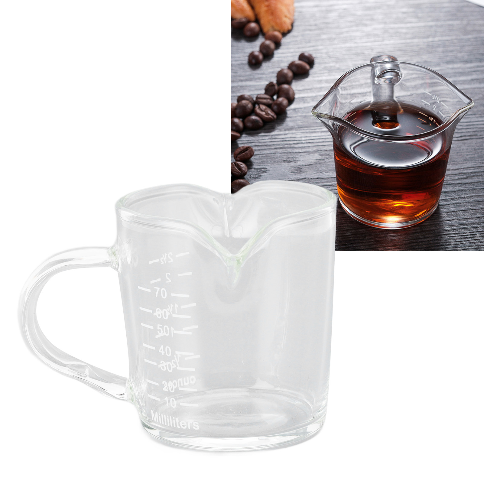 Milchkännchen Mit Doppelausguss, Kaffeetasse, Glas, Milchbecher, Espressomessbecher