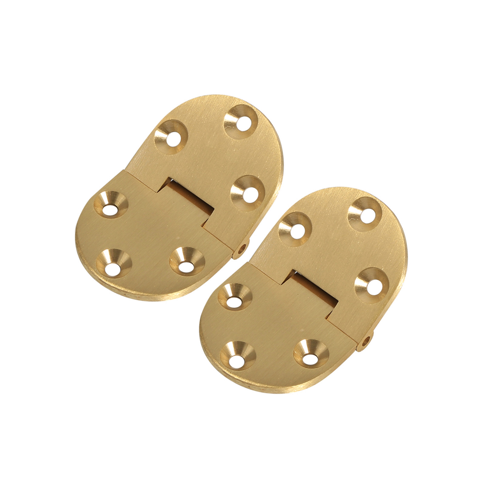 Zwei Messingscharniere Für Ein Serviertablett, Abgerundete Kante, 2-1/2" X 1-1/2", Mit Schrauben Und Klappe