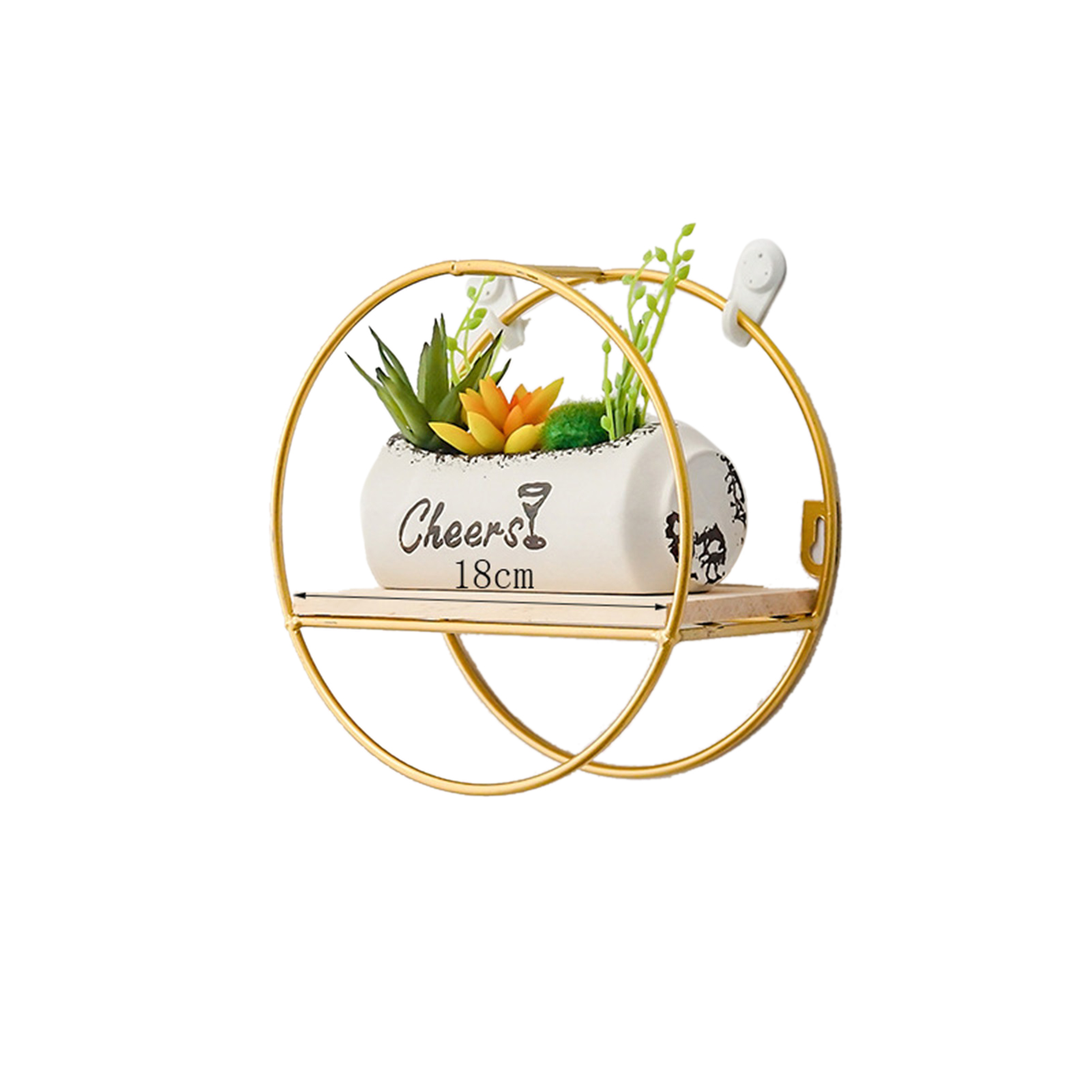 Wandregal Aus Schmiedeeisen Im Nordischen Stil, Wandkorb Für Badezimmer/wohnzimmer, Wandaufbewahrung Für Küche/badezimmer, Kleines Rundes Modell - Gold.