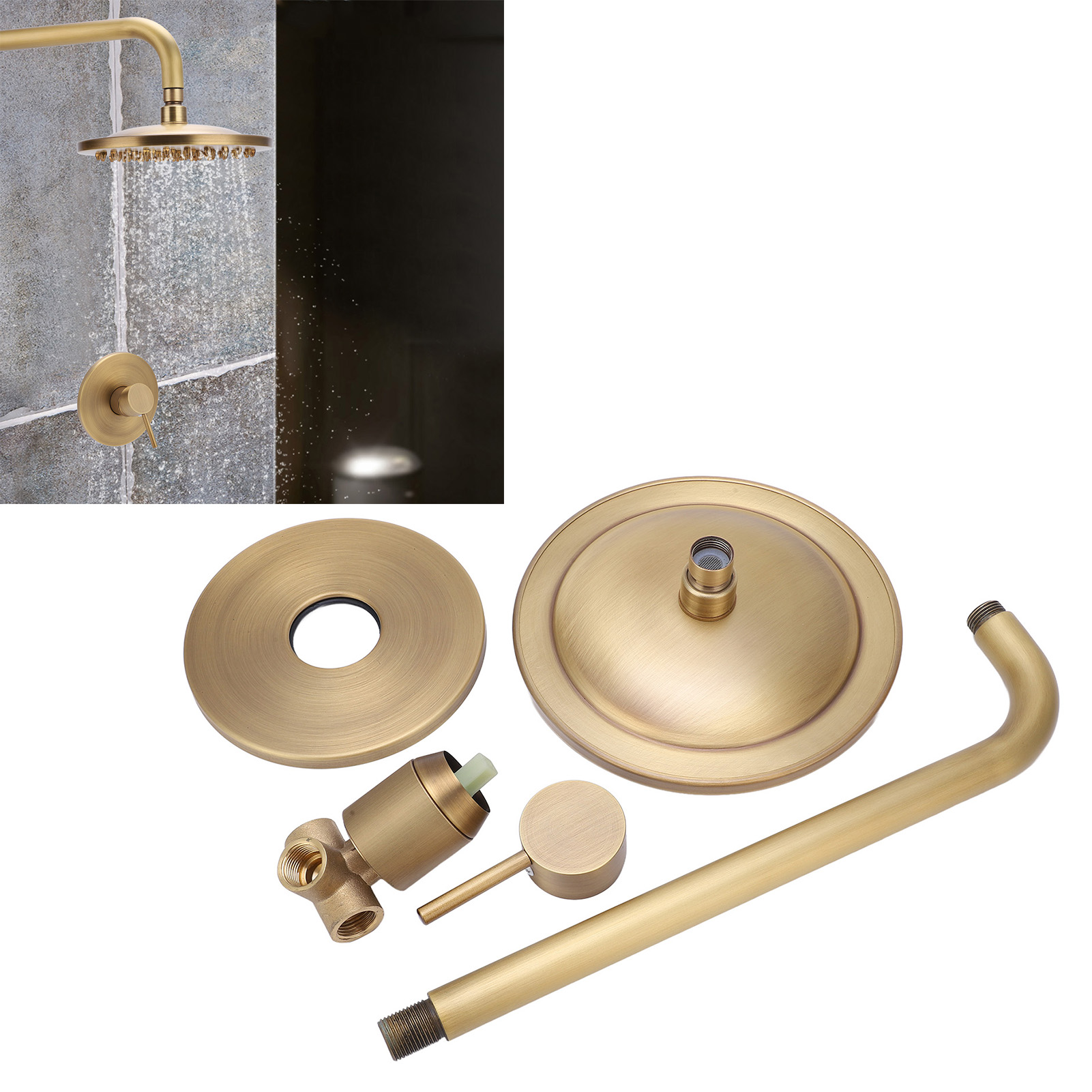 Regenduschkopf Aus Korrosionsbeständigem Messing, Retro-stil, Warm-/kaltwassermischung, Für Badezimmer