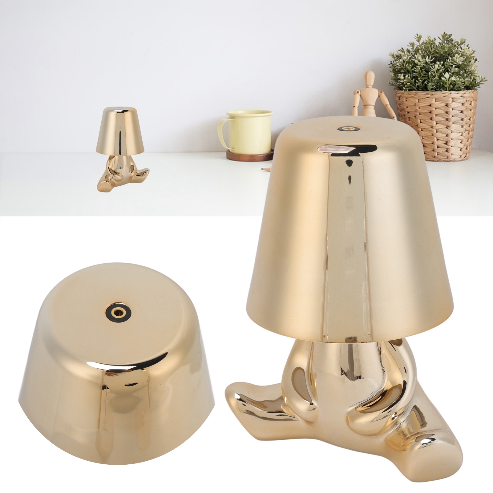 Berührungsempfindliche Led-nachttischlampe Fürs Schlafzimmer, 3 Farbtemperaturen, Gold, Fürs Esszimmer, Bar/lichtstation