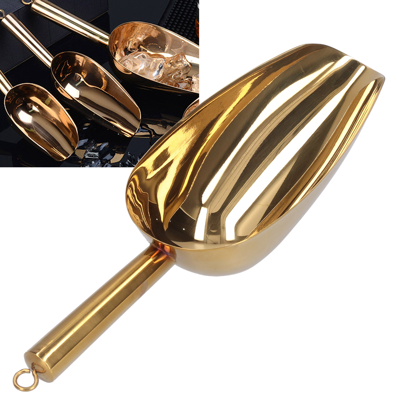 Eisschaufel Aus Edelstahl Für Bars, Lebensmittelschaufel, Mehlschaufel, Bar- Und Küchenzubehör, Gold Nr. 3