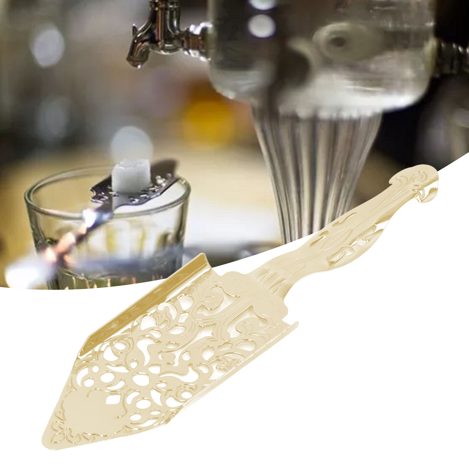 Absinthlöffel Im Japanischen Stil, Edelstahl 304, Absinthlöffel, Bitterlöffel, Barsieb, Zuckersieb, Luxuriöse Goldveredelung.