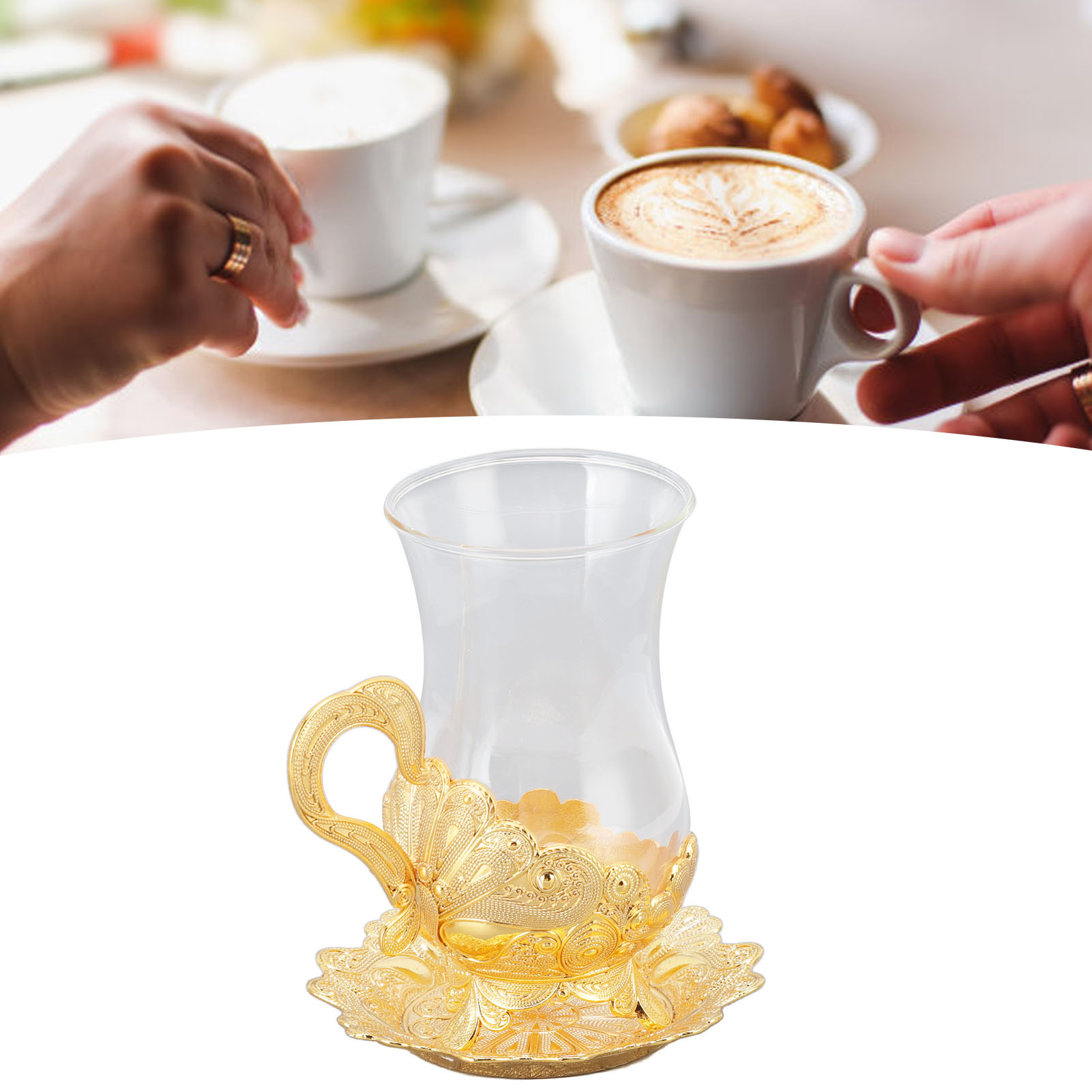 Elegantes Kaffee-/tee-/milchtee-/wasserbecher-set Aus Zinklegierung Im Europäischen Stil Mit Untertasse.