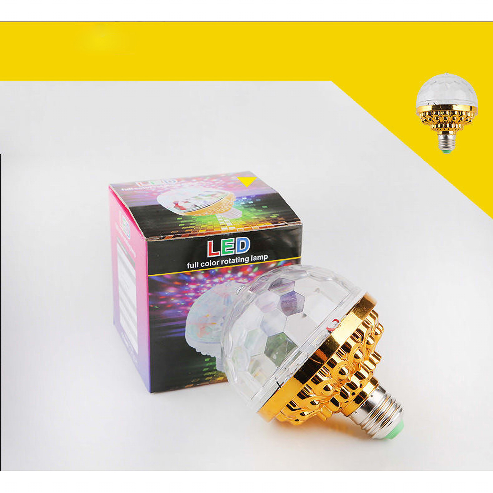 Magische Led-kugellampe Mit Sieben Rotierenden Farben Für Zuhause, Ktv, Blinklicht, Innenbereich, Goldene Kugellampe