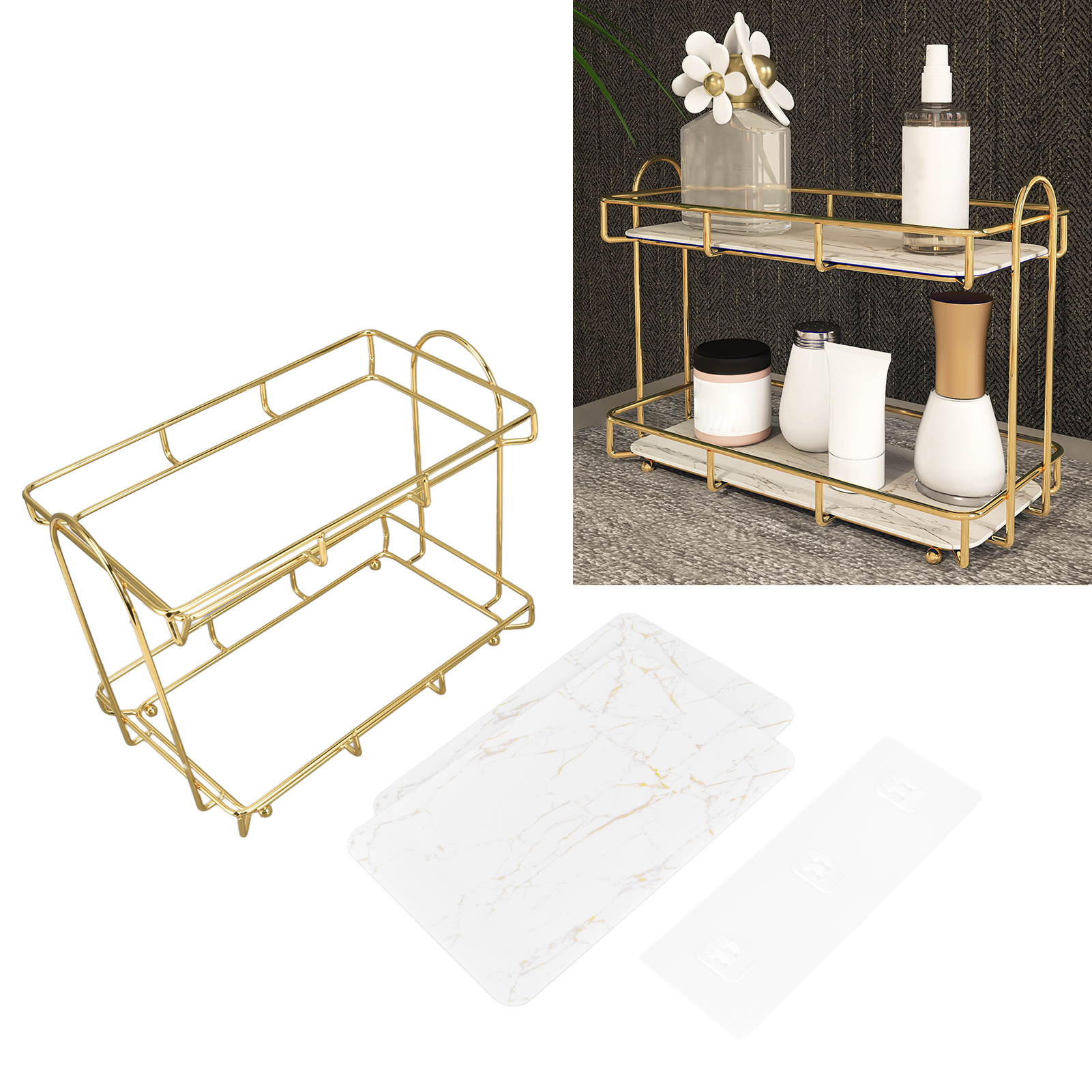 Doppelstöckiges Goldenes Badezimmerregal