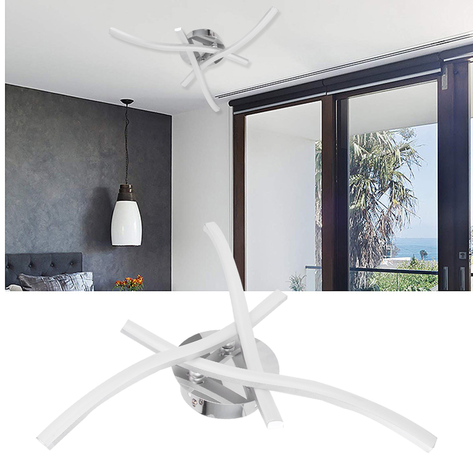 Moderne Led-deckenleuchte Im Skandinavischen Stil Mit Wellenförmigem Streifen, Lampe Für Wohn-/schlafzimmer, Weißes Licht, Ac85265v