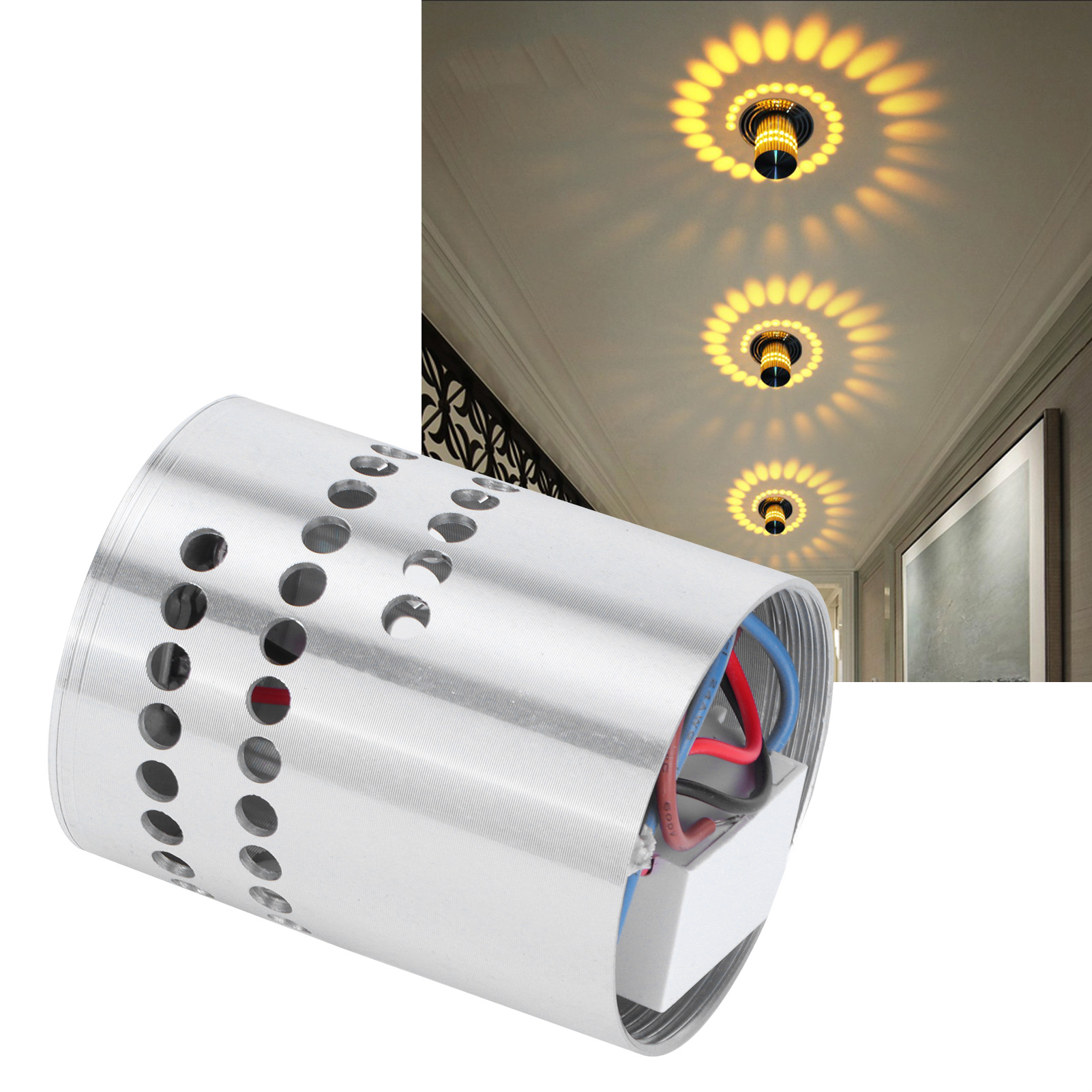 3-w-led-wandleuchte, Innovatives Rundes Und Spiralförmiges Design, Für Ktv, Club Oder Hotel, Warmweiß, 85–265 V