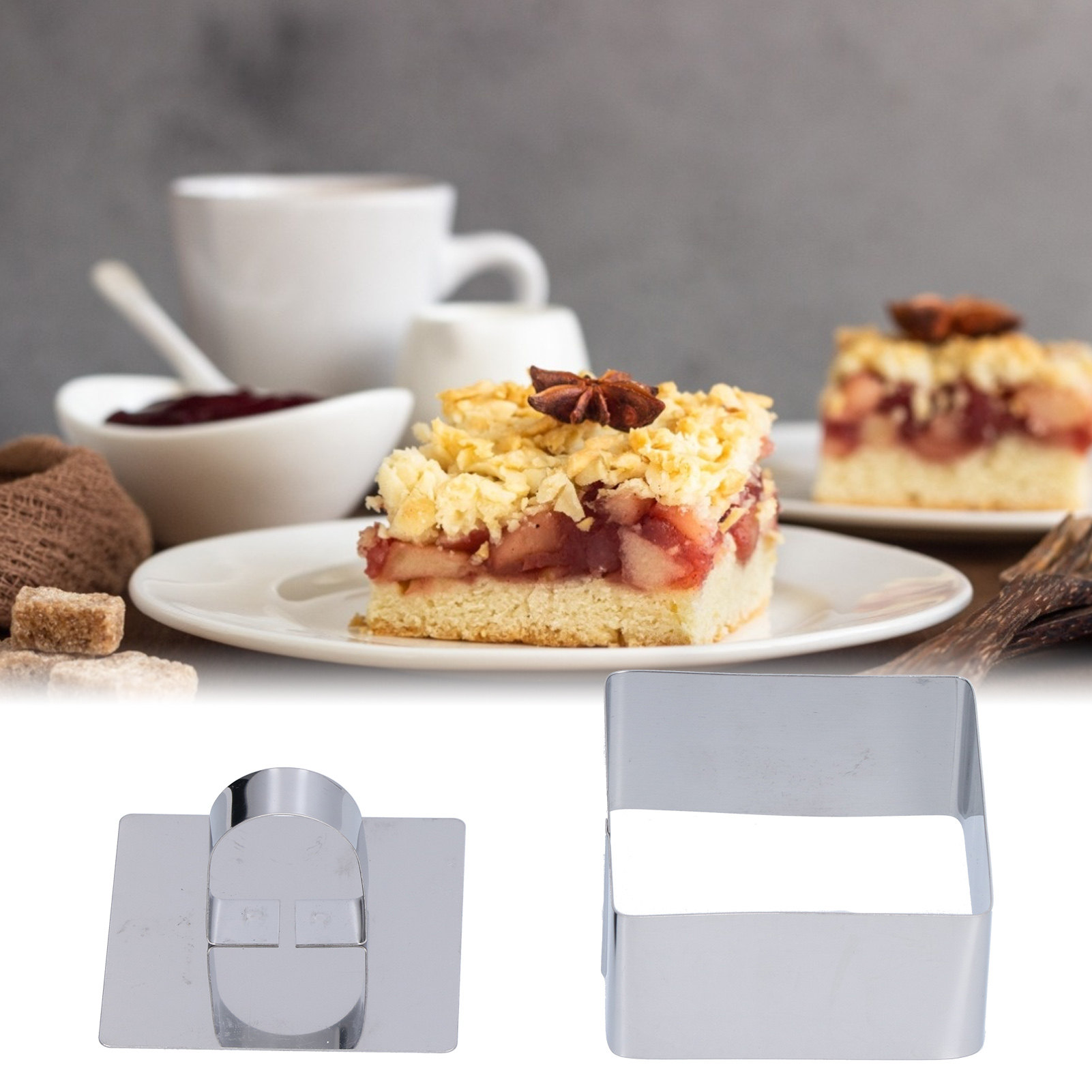 Kuchen-/mousseform Aus Edelstahl, Dessertring, Ausstecher Für Salate, Gebäck, Backwerkzeug. Quadratisch: 4 X 8 Cm