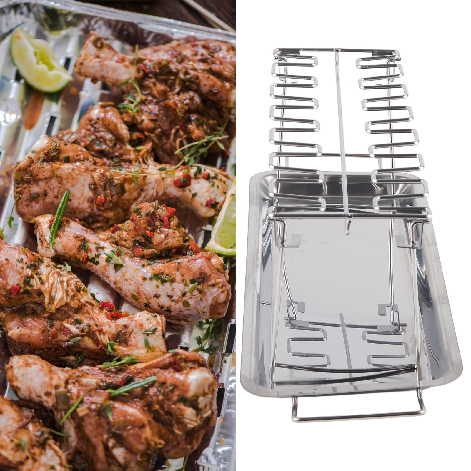 Hähnchenschenkelgrill Mit Fettauffangschale, Edelstahl-bratrost, Grillzubehör