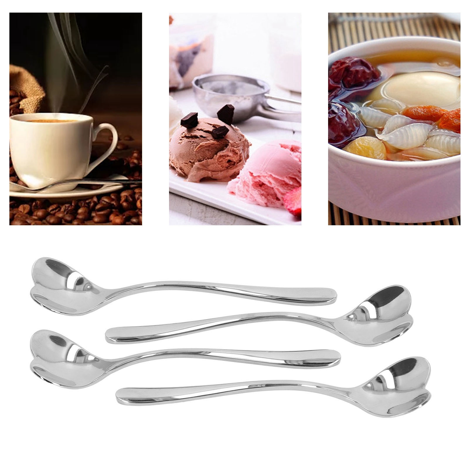 Herzförmiger Teelöffel Aus Edelstahl, Dessertzuckerlöffel, Kaffeelöffel