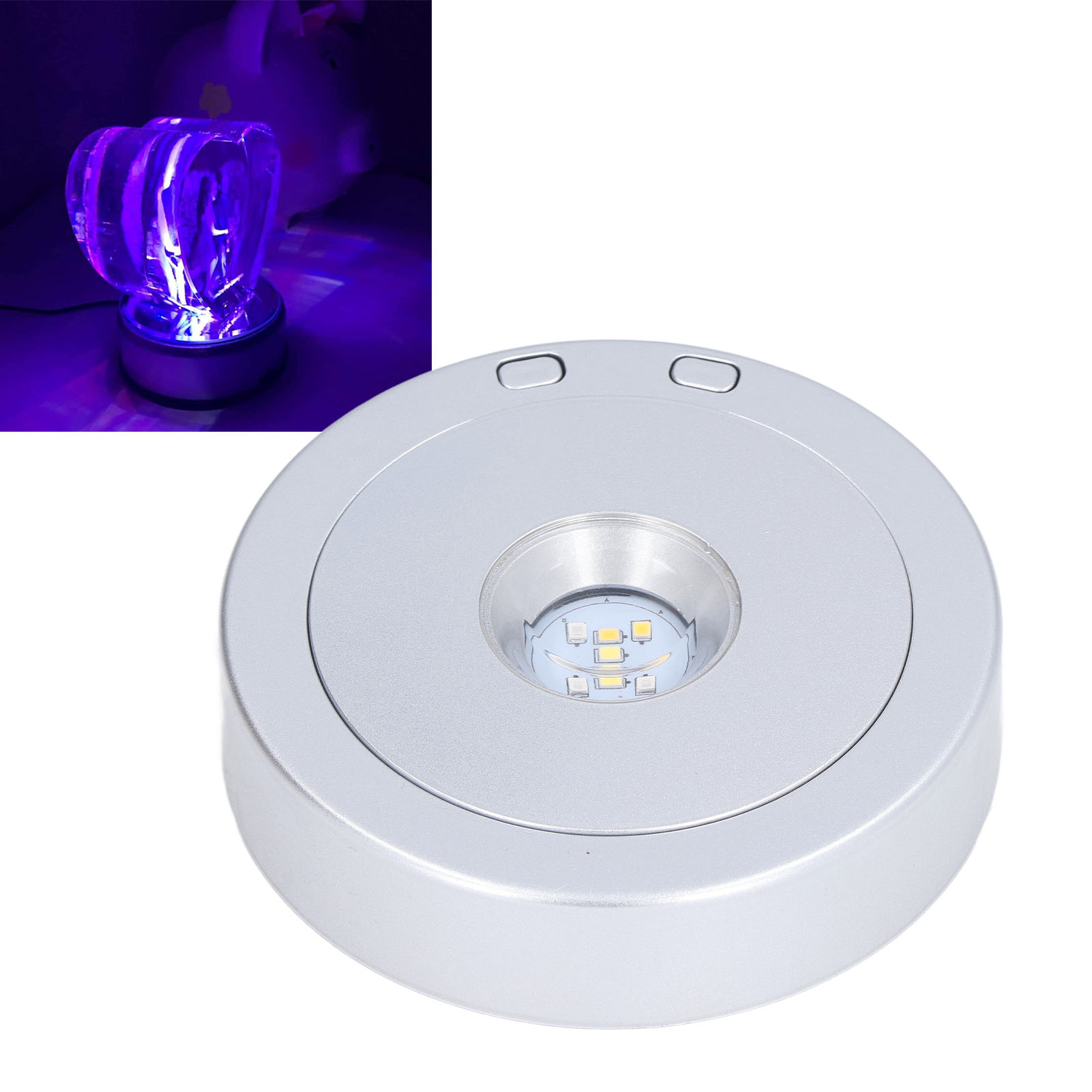 Geräuschloser, Drehbarer Led-lampenhalter Mit Sieben Rgbw-farben Und Einem 3d-kristall-lichtsockel